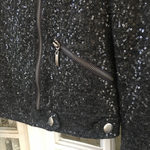 Host Pick! I-N-C International Concepts Sequin Adorned Moto Jacket – Size Small - Picture 9 of 9
